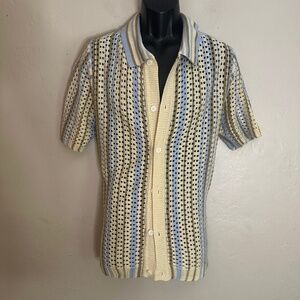 Manfinity Crochet Mesh Short Sleeve Shirt Large runs small Gently worn